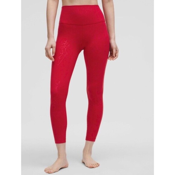 LUNAR NEW YEAR LULULEMON ALIGN HR PANT 25"SNAKE EMBOSS RED Size 8 - Picture 1 of 5
